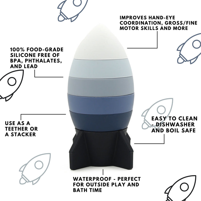silicone rocket stacker toy info