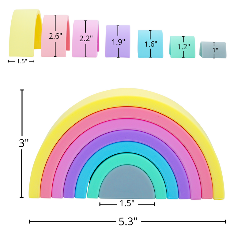 size of silicone rainbow stacker