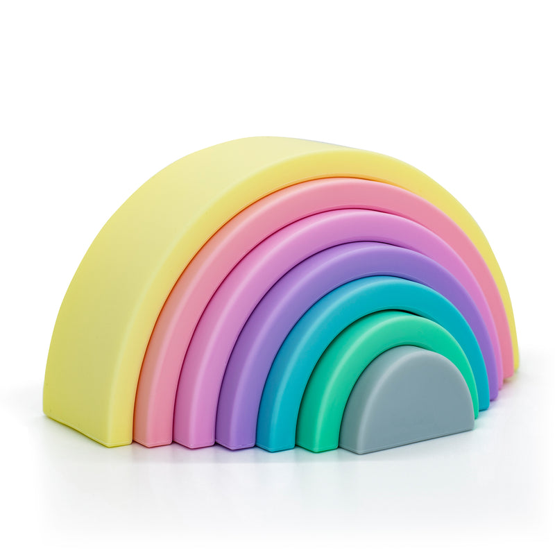 silicone rainbow stacker toy