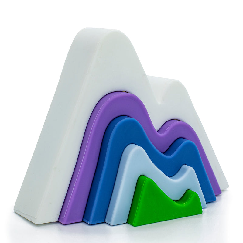 white purple blue green silicone mountain stacker