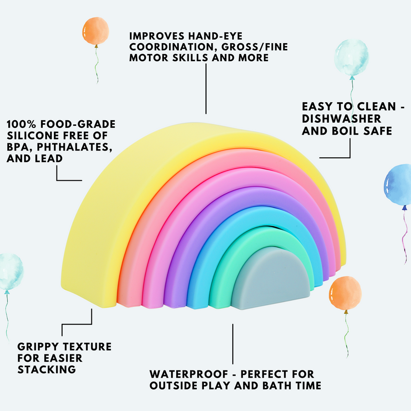 silicone rainbow stacker infographic